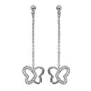 Boucles d'oreilles Argent 925 Papillon Aile Lisse + Aile Zirconium Sertis