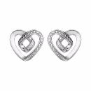 Boucles d'oreilles Argent 925 Coeur Zirconium Blanc