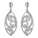 Boucles d'oreilles Argent 925 et Zirconium Sertis Forme Amande Arabesque