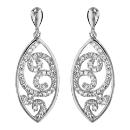 Boucles d'oreilles Argent 925 et Zirconium Sertis Forme Amande Arabesque