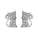 Boucles d'oreilles Argent 925 et Zirconium Sertis Chat