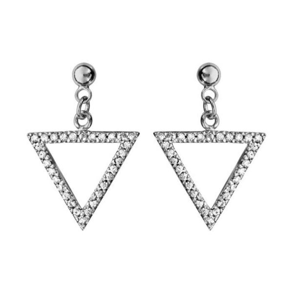 Boucles d'Oreilles Argent 925 Forme Triangle avec Zirconium Sertis