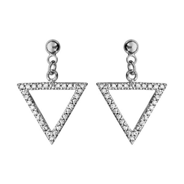 Boucles d'Oreilles Argent 925 Forme Triangle avec Zirconium Sertis