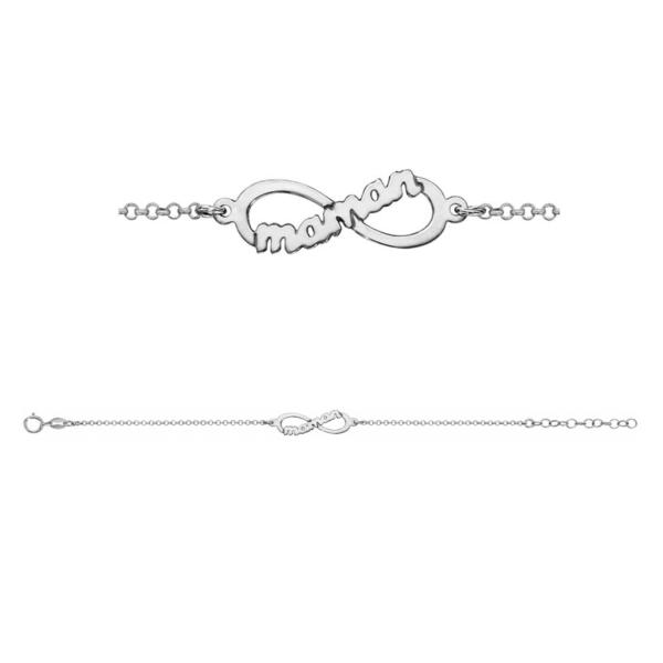 Bracelet Argent 925 Infini Découpé "Maman"