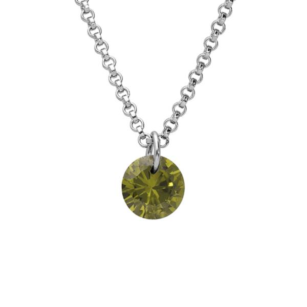 Collier Argent 925 Pierre Synthese Verte 