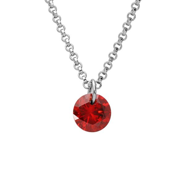 Collier Argent 925 Pierre Synthese Rouge