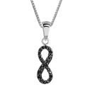 Collier Argent 925 et Zirconium Serti Noir Symbole Infini