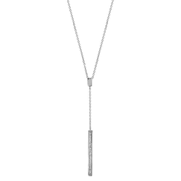 Collier Argent 925 Pendentif Rectangle avec Zirconium Sertis