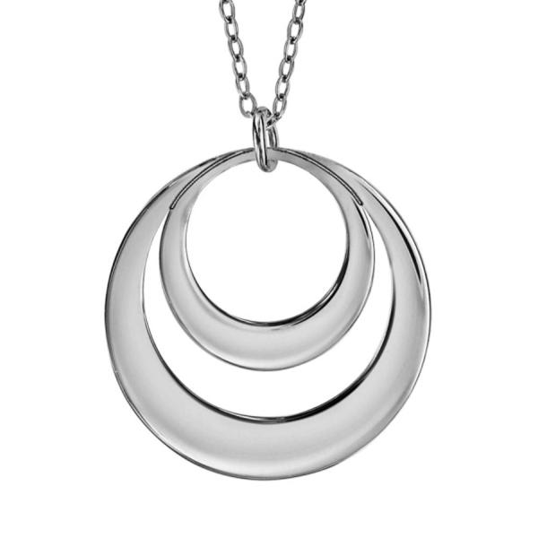 Collier Argent 925 Pendentif 2 Cercles à Graver