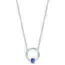 Collier Argent 925 Cercle et Zirconium Rectangle Bleu