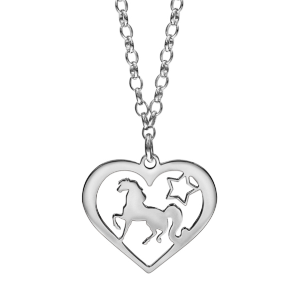 Collier Argent 925 Pendentif Licorne Coeur Ajouré