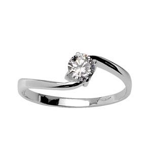 Bague Argent 925 et Solitaire Zirconium 4 Griffes