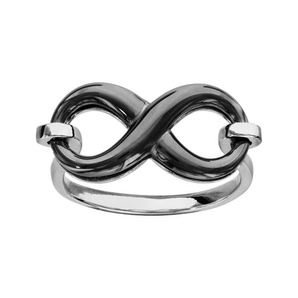 Bague Argent 925 Motif Infini Céramique Noire