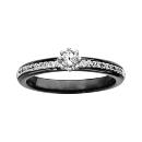 Bague Argent 925 Anneau Céramique Noir Rail Zirconium Sertis + Zirconium Serti Griffes