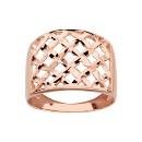 Bague Argent 925 Dorure Rose Quadrillage Ajouré Diamanté