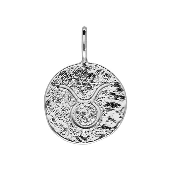 Pendentif Argent 925 Martelé Zodiaque Taureau