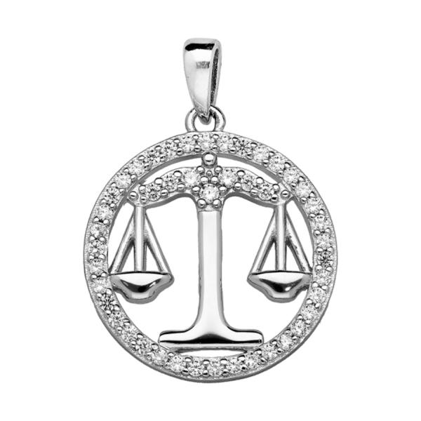 Pendentif Argent 925 Zodiaque Balance Zirconium 