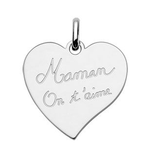 Pendentif Argent 925 Gravé Maman on t'aime