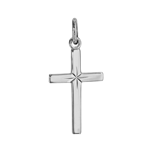 Pendentif Argent 925 Croix Etoile Diamanté 20 mm