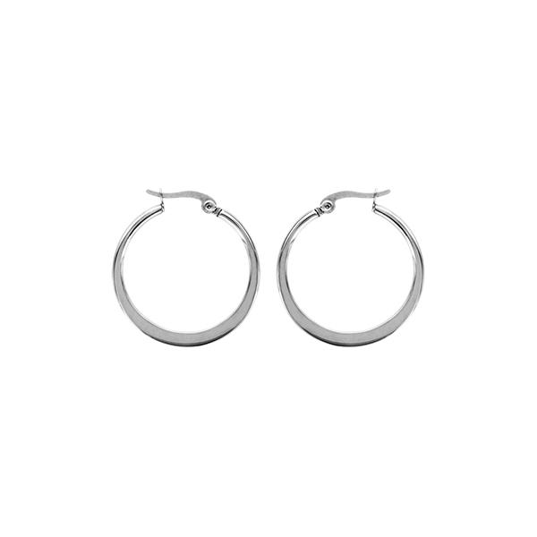 Boucles d'oreilles Acier 316 L Créoles Plates 25 mm