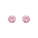 Boucles d'oreilles Acier 316 L Enfant Zirconium Fleur Rose