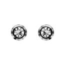 Boucles d'oreilles Acier 316 L Enfant Zirconium Serti Clos Blanc 3 mm
