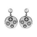 Boucles d'oreilles Acier 316 L avec Nacre Motif Rond Résine Noire