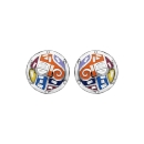 Boucles d'oreilles Acier 316 L Rondes Motifs Multi-Couleurs avec Nacre
