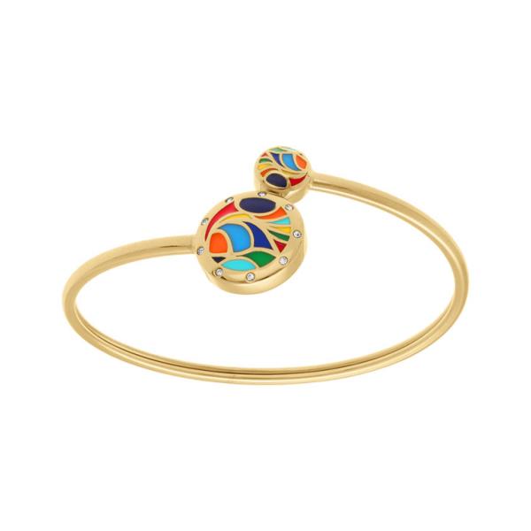 Bracelet Acier 316 L Doré Jaune Jonc Flexible Résine Multicouleur
