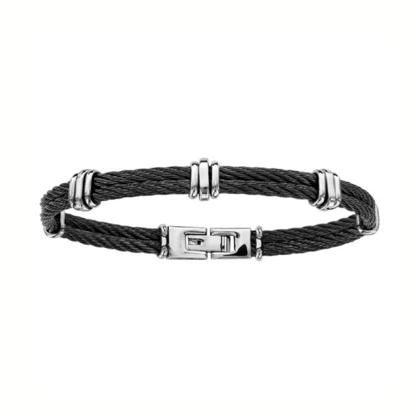 Bracelet Acier 316 L Double Cables Noirs 20 cm
