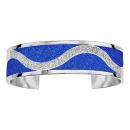 Bracelet Acier 316 L Manchette Vague Glitter Bleu