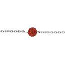Chaîne de Cheville Acier 316 L et Strass Rouge 1 Boule 7 mm