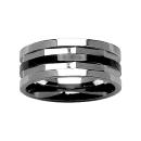 Bague Acier 316 L Bicolore Facetée
