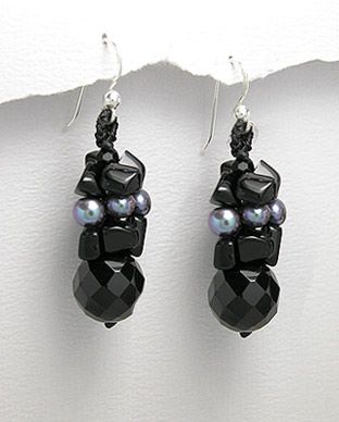 Boucles d'oreilles Argent 925 et Onyx