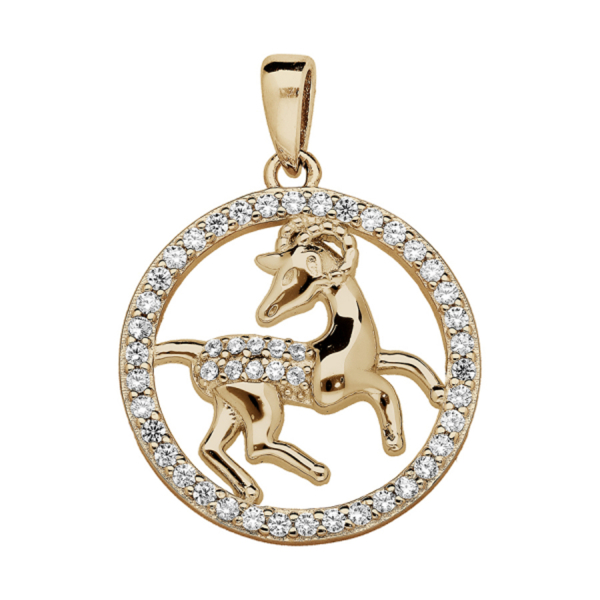 Pendentif Vermeil Zodiaque Bélier Contour Zirconium Sertis  