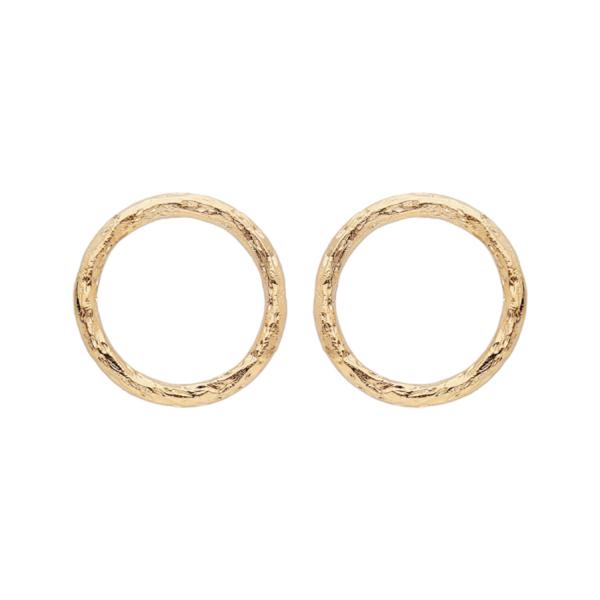 Boucles d'oreilles Plaqué Or Tige Cercle Martelé 12 mm