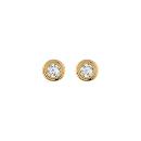 Boucles d'oreilles Plaqué Or et Zirconium Rond Blanc Serti Clos Pneu 6 mm