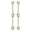 Boucles d'oreilles Plaqué Or 3 Pierres Zirconium Blanches Serties Clos