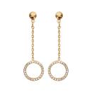 Boucles d'oreilles Plaqué Or Pendante Cercle Zirconium 