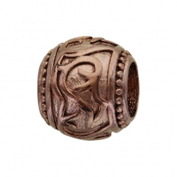 Charms Acier 316L Boule Motif Tribal Marron