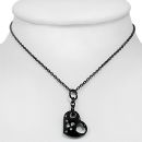 Collier Acier 316 L Coeur Noir et Zirconium