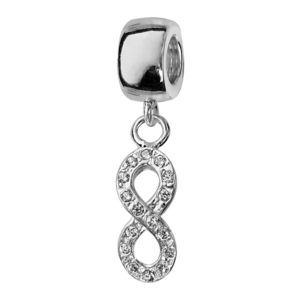 Charms Argent 925 Suspendu Infini avec Zirconium