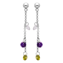 Boucles d'oreilles Argent 925 Pierre Synthèse Multicolore