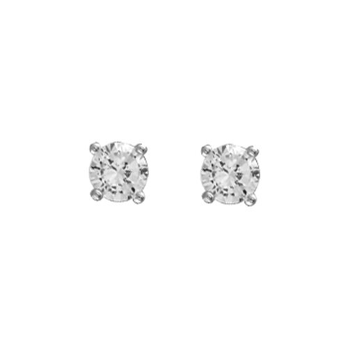 Boucles d'oreilles Argent 925 et Zirconium 4 Griffes Rond 5 mm