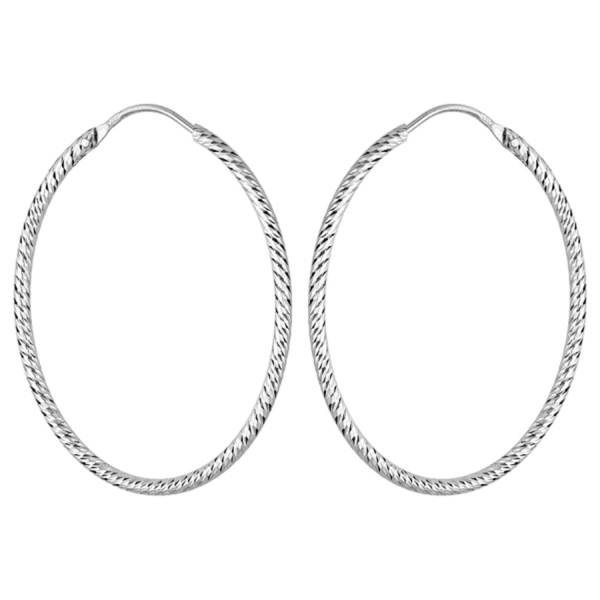 Boucles d'oreilles Argent 925 Créole Ovale Diamanté 40 mm