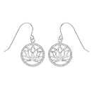 Boucles d'oreilles Argent 925 Fleur de Lotus Cercle Zirconium