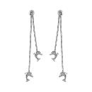 Boucles d'oreilles Argent 925 Double Chaines Dauphins