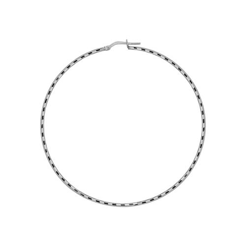 Boucles d'oreilles Argent 925 Rhodié Créole Fil 1,5 mm Diamanté Diam. 64 mm