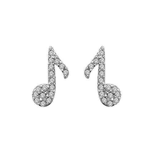 Boucles d'oreilles Argent 925 et Zirconium Note de Music Croche