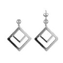 Boucles d'oreilles Argent 925 Double Carrés en Diagonale